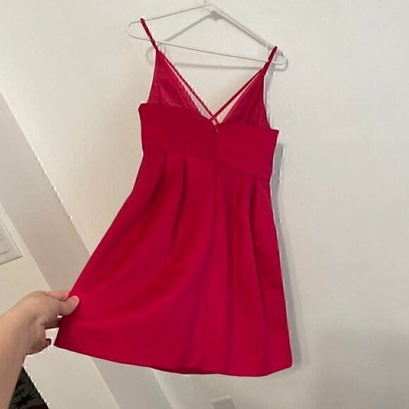 TOPSHOP Front Cross Minidress Magenta Pink Strappy Party Mini Fit & Flare Dress - Picture 14 of 14